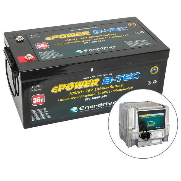 Enerdrive 100Ah 36V B-TEC Bundle inc EPI-3620 Charger K-100-04