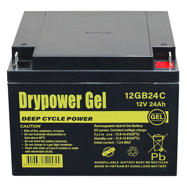 Drypower 12v 24ah Sealed Lead Acid Hybrid Gel Battery For Deep Cycle Motive Power 12GB24C