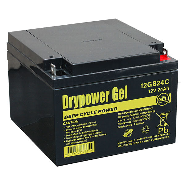 Drypower 12v 24ah Sealed Lead Acid Hybrid Gel Battery For Deep Cycle Motive Power 12GB24C