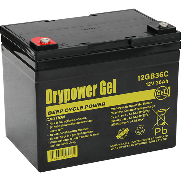 DryPower Sealed Lead Acid Hybrid Gel Deep Cycle Battery 12GB36C