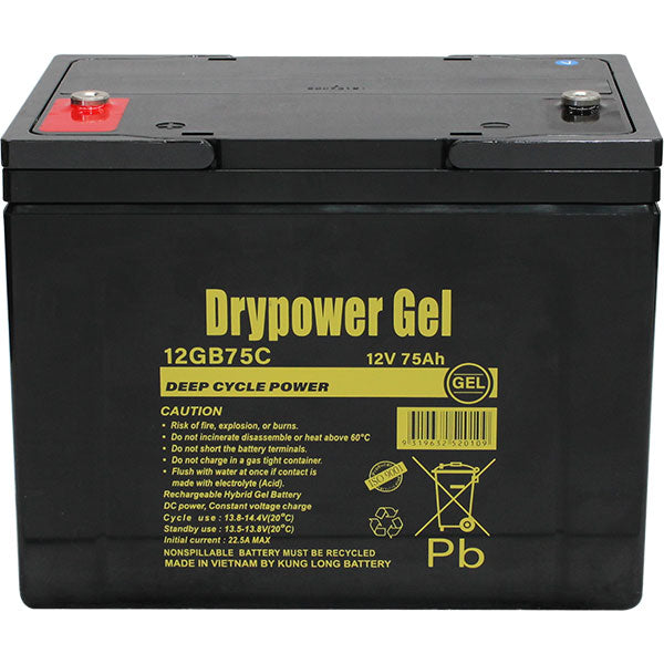 DryPower Sealed Lead Acid Hybrid Gel Deep Cycle Battery 12GB75C