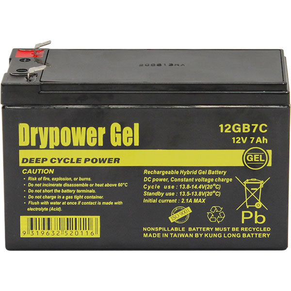 DryPower Sealed Lead Acid Hybrid Gel Battery for Deep Cycle & Motive Power Applications 12GB7C