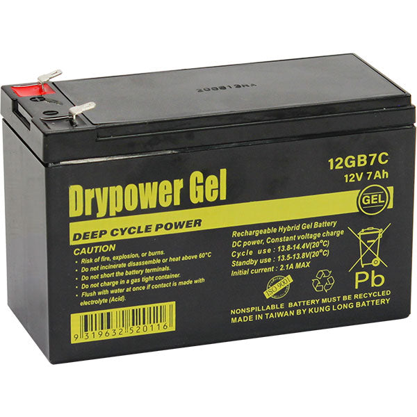 DryPower Sealed Lead Acid Hybrid Gel Battery for Deep Cycle & Motive Power Applications 12GB7C