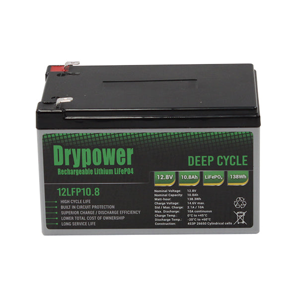 DryPower High Power 12.8v 10.8ah Lithium Iron Phosphate (Lifepo4) Rechargeable Battery 12LFP10.8