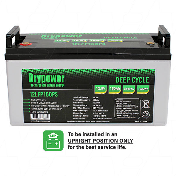 DryPower High Power 12.8v 150ah Lithium Iron Phosphate (Lifepo4) Rechargeable Battery 12LFP150PS