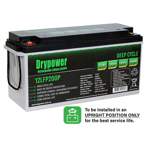 DryPower High Power 12.8v 200ah Lithium Iron Phosphate (Lifepo4) Rechargeable Battery 12LFP200P