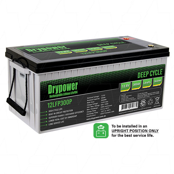 DryPower High Power 12.8V 300AH Lithium Iron Phosphate (Lifepo4) Rechargeable Battery 12LFP300P
