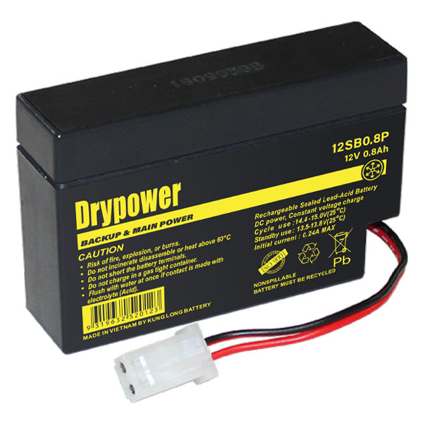 Drypower 12V 0.8AH Sealed Lead Acid Battery 12SB0.8P