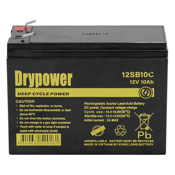 DryPower 12V 10AH Sealed Lead Acid Battery 12SB10C