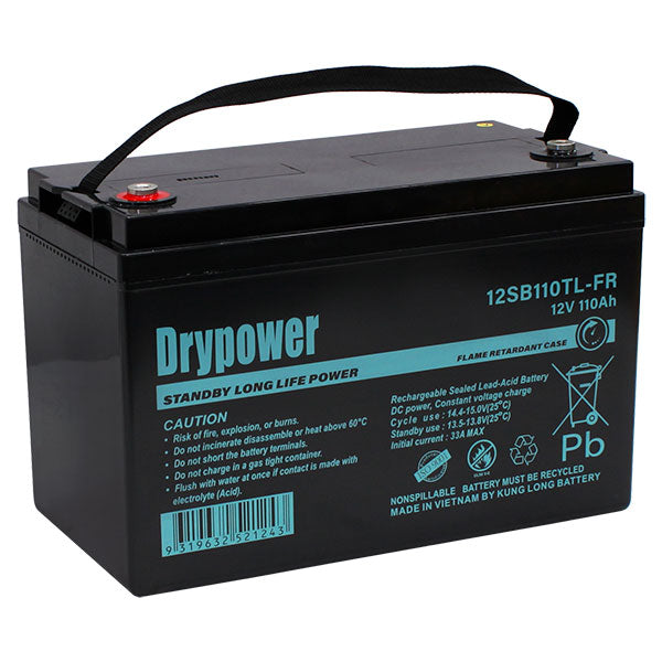 Drypower 12V 110Ah Long Life Standby AGM Battery 12SB110TL-FR