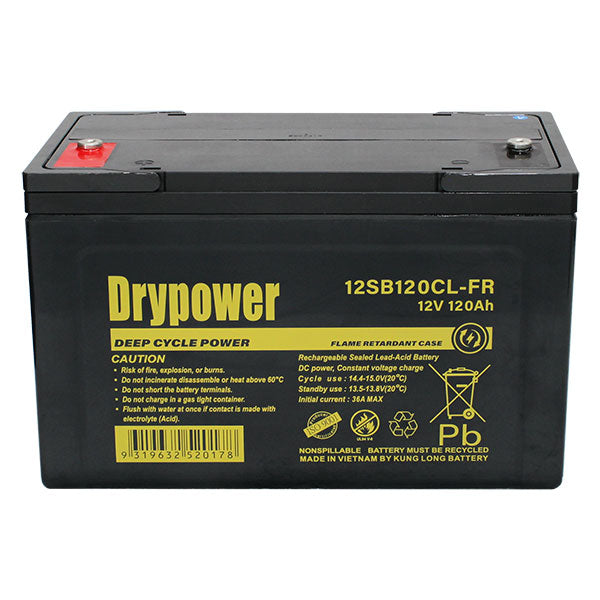 DryPower 12V 120AH Sealed Lead Acid Battery 12SB120CL-FR