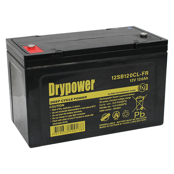 DryPower 12V 120AH Sealed Lead Acid Battery 12SB120CL-FR