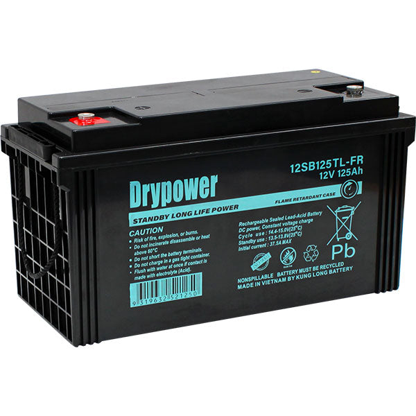 Drypower 12V 125Ah Long Life Standby AGM Battery 12SB125TL-FR