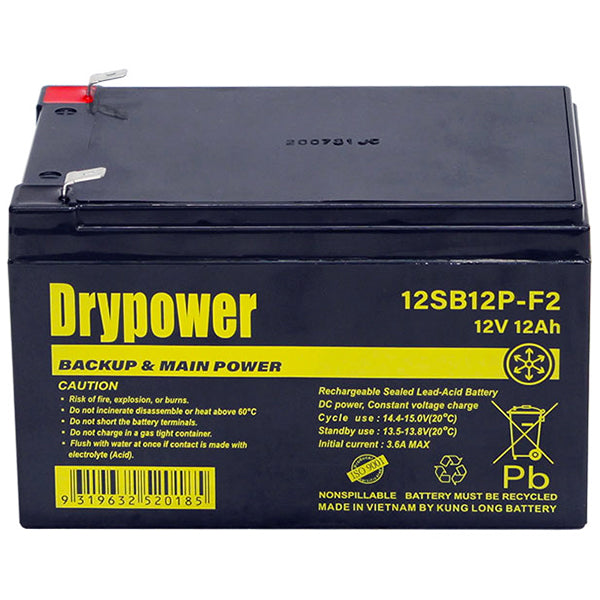Drypower 12V 12Ah Sealed Lead Acid Battery 12SB12P-F2