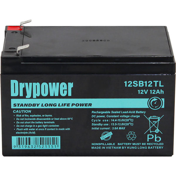 Drypower 12V 12Ah Long Life Standby AGM Battery 12SB12TL