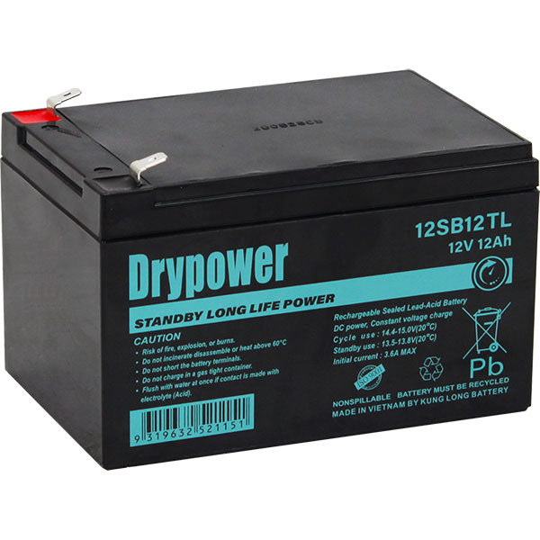 Drypower 12V 12Ah Long Life Standby AGM Battery 12SB12TL