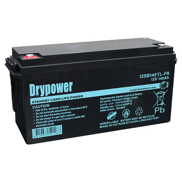 Drypower 12V 140Ah Long Life Standby AGM Battery 12SB145TL-FR
