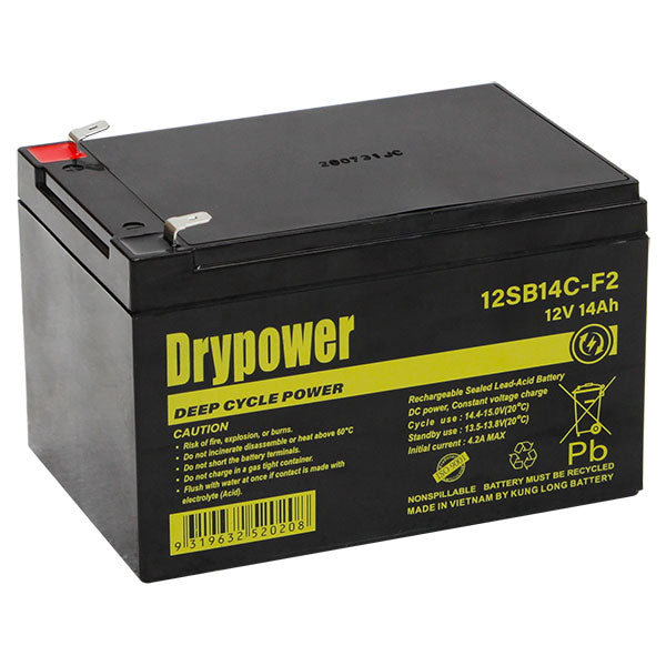 DryPower 12V 14AH Sealed Lead Acid Battery 12SB14C-F2