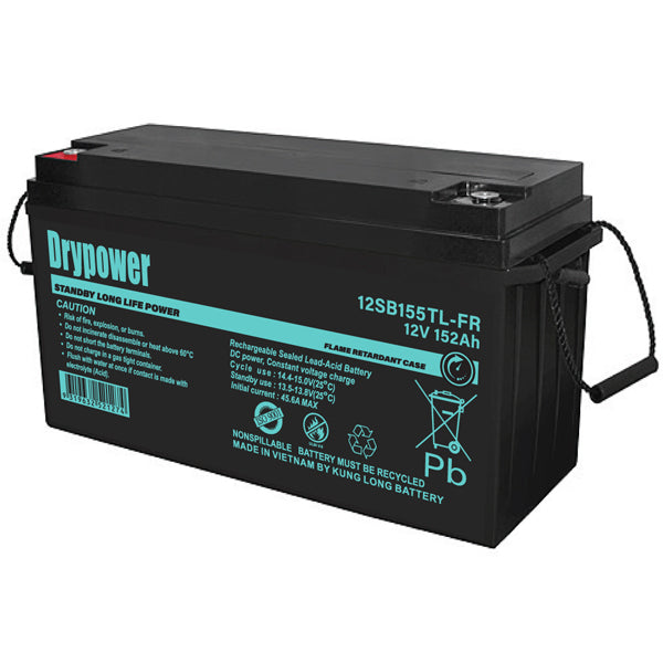 Drypower 12V 152Ah Long Life Standby AGM Battery 12SB155TL-FR