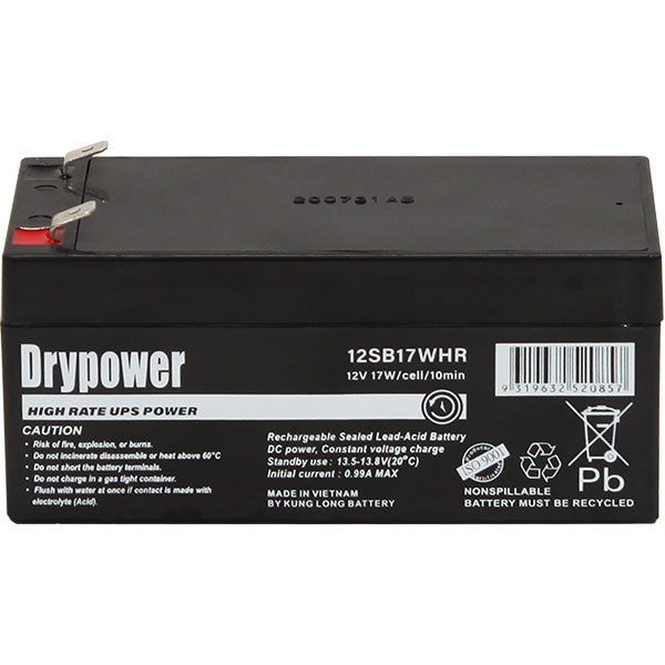 Drypower 12V 3.4AH 17W/Cell (10min) Sealed Lead Acid High Rate Battery For Standby And UPS 12SB17WHR