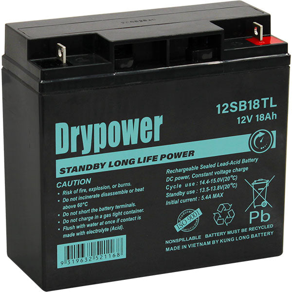 Drypower 12V 18AH Long Life Standby AGM Battery 12SB18TL