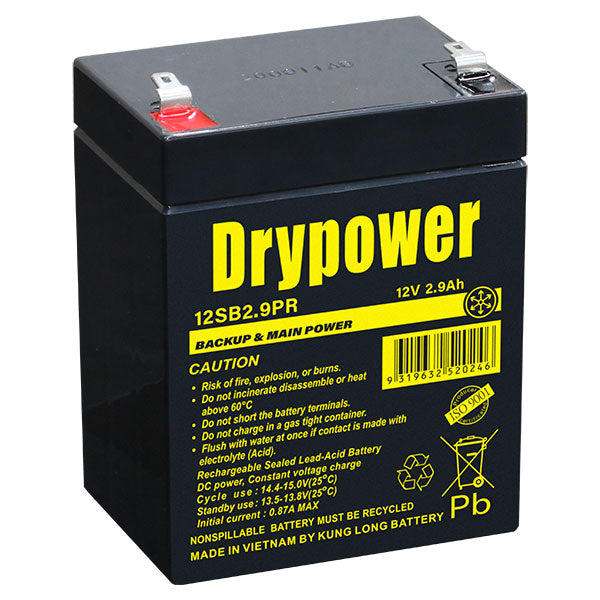 Drypower 12V 2.9Ah Sealed Lead Acid Battery 12SB2.9PR