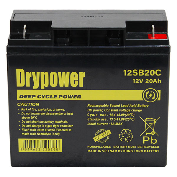 DryPower 12V 20AH Sealed Lead Acid Battery 12SB20C