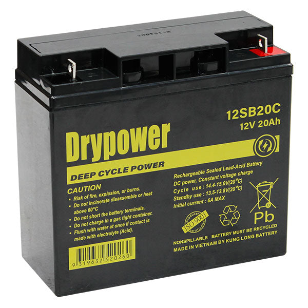 DryPower 12V 20AH Sealed Lead Acid Battery 12SB20C