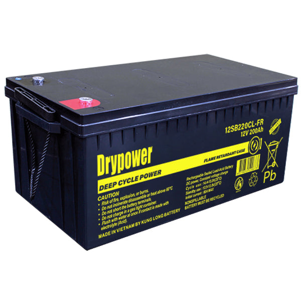 DryPower 12V 220AH Sealed Lead Acid Battery 12SB220CL-FR