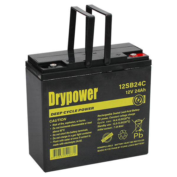 DryPower 12V 24Ah Sealed Lead Acid Battery 12SB24C