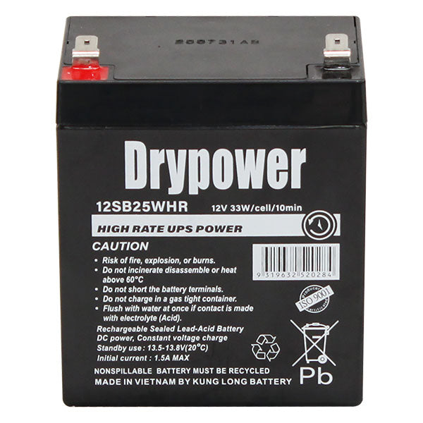 DryPower 12V 5AH 33W/Cell (10min) Sealed Lead Acid Battery For Standby-UPS 12SB25WHR