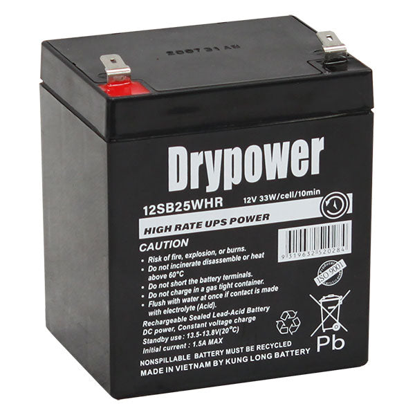 DryPower 12V 5AH 33W/Cell (10min) Sealed Lead Acid Battery For Standby-UPS 12SB25WHR