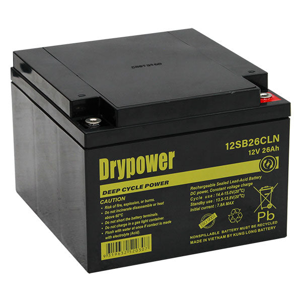 Drypower 12V 26Ah Sealed Lead Acid Battery 12SB26CLN
