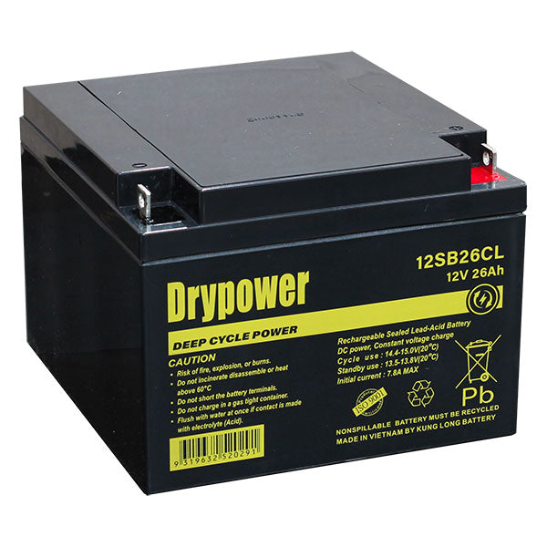 DryPower 12V 26Ah Sealed Lead Acid Battery 12SB26CL