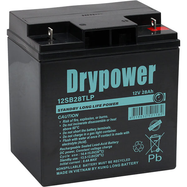 Drypower 12V 28Ah Long Life Standby AGM Battery 12SB28TLP