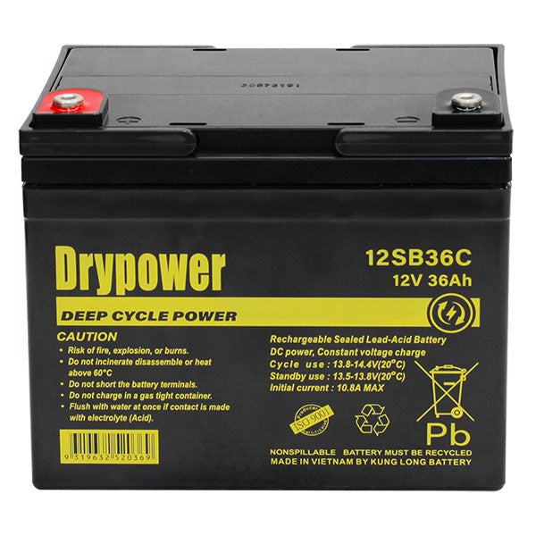 DryPower 12V 36AH Sealed Lead Acid Battery 12SB36C