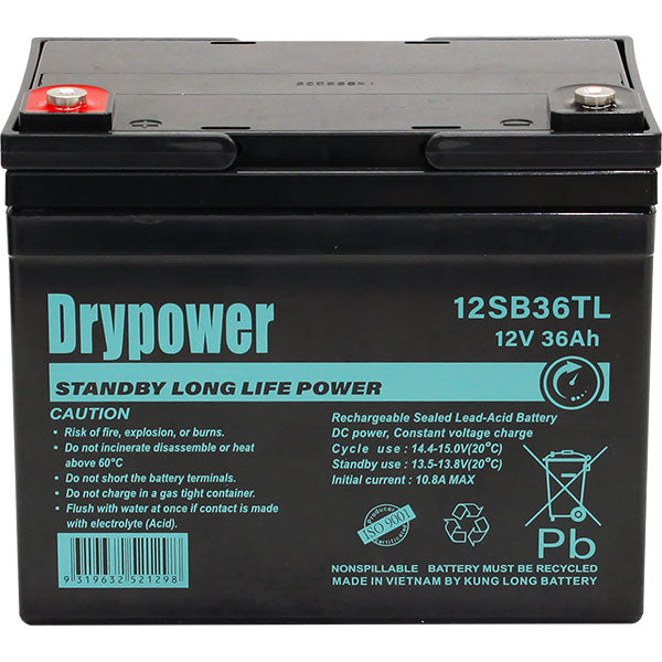 Drypower 12V 36AH Long Life Standby Agm Battery 12SB36TL