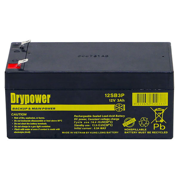 Drypower 12V 3Ah Sealed Lead Acid Battery 12SB3P