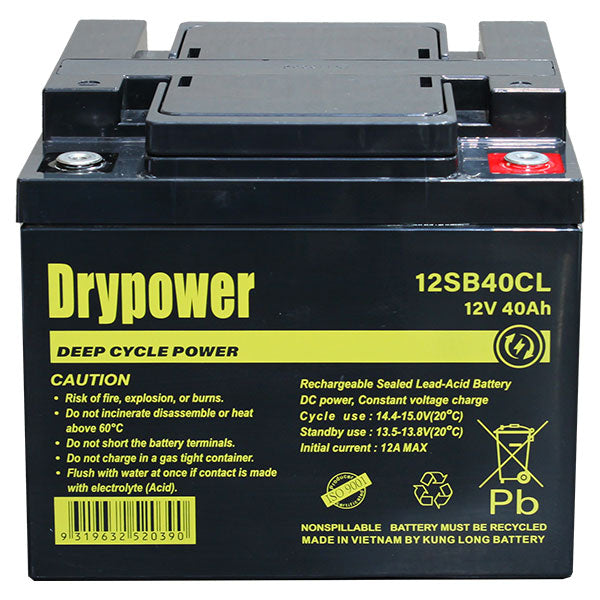DryPower 12V 40AH Sealed Lead Acid Battery 12SB40CL