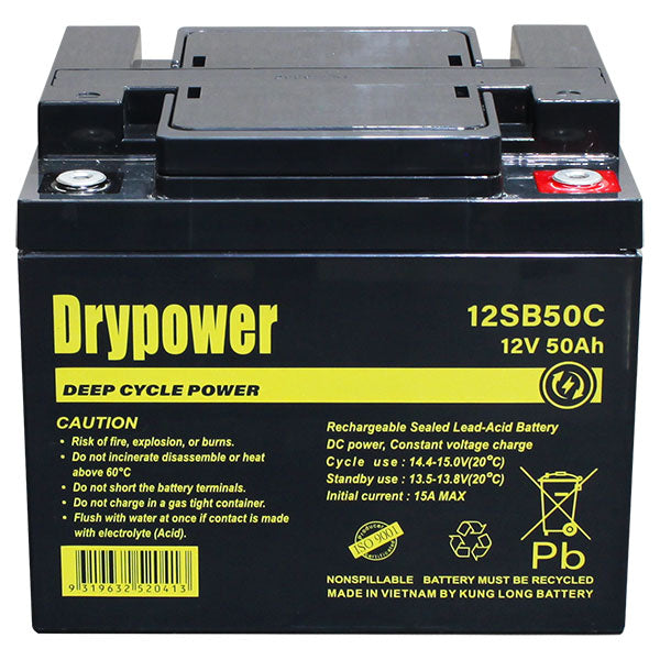 Drypower 12V 50AH Sealed Lead Acid Battery 12SB50C