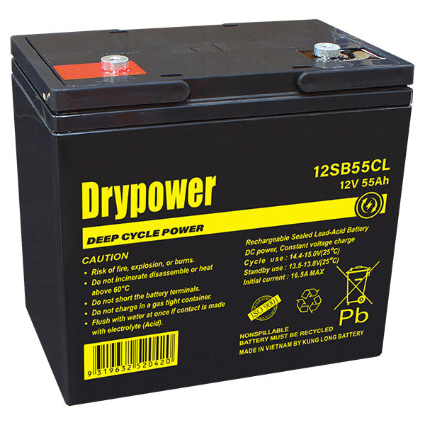 DryPower 12V 55AH Sealed Lead Acid Battery 12SB55CL