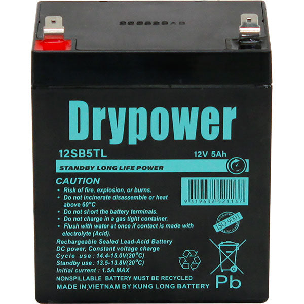 Drypower 12V 5Ah Long Life Standby AGM Battery 12SB5TL