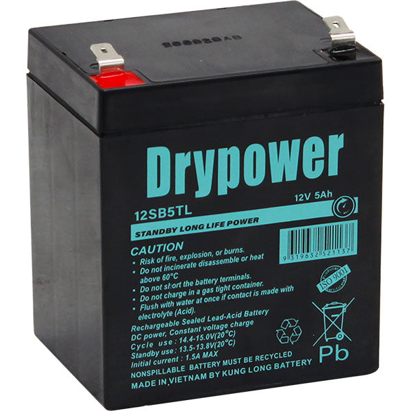 Drypower 12V 5Ah Long Life Standby AGM Battery 12SB5TL