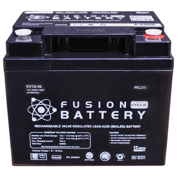 Fusion 12V 315CCA EV12-45 Electric Vehicle series Battery