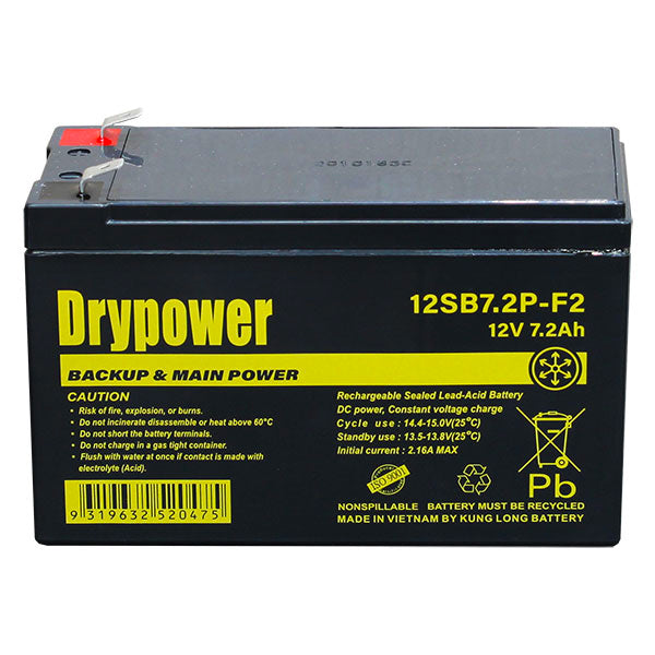 Drypower 12V 7.2Ah Sealed Lead Acid Battery 12SB7.2P-F2