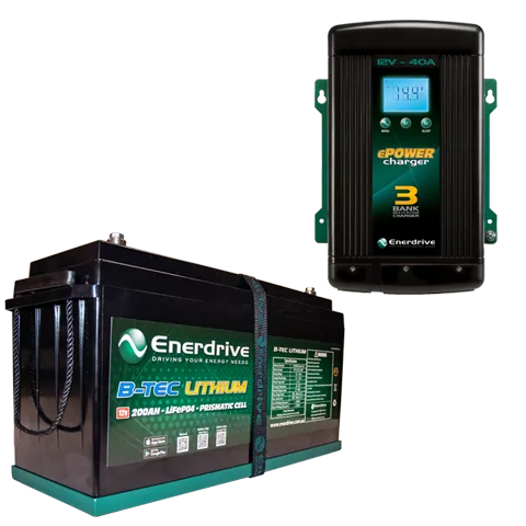 Enerdrive 200Ah B-TEC Bundle inc AC40 Charger K-200-01