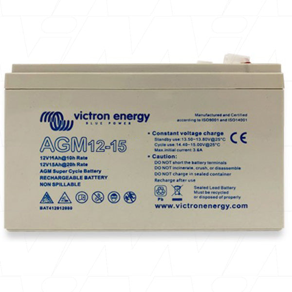 BAT412015080 - Victron Energy 12V 15Ah SUPER CYCLE Sealed Lead Acid Battery BAT412015080 Product Image