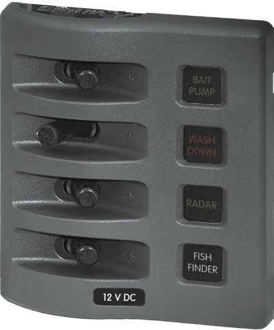 Panel 12VDC WP Fuse Panel - Gray 4P BS-4304B