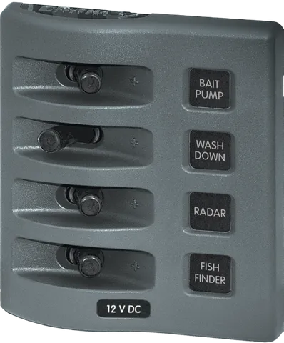 Panel 12VDC WP Switch Panel - Gray 4P BS-4305B