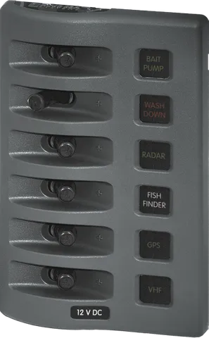 Panel 12VDC WP Fuse Panel - Gray 6P BS-4306B